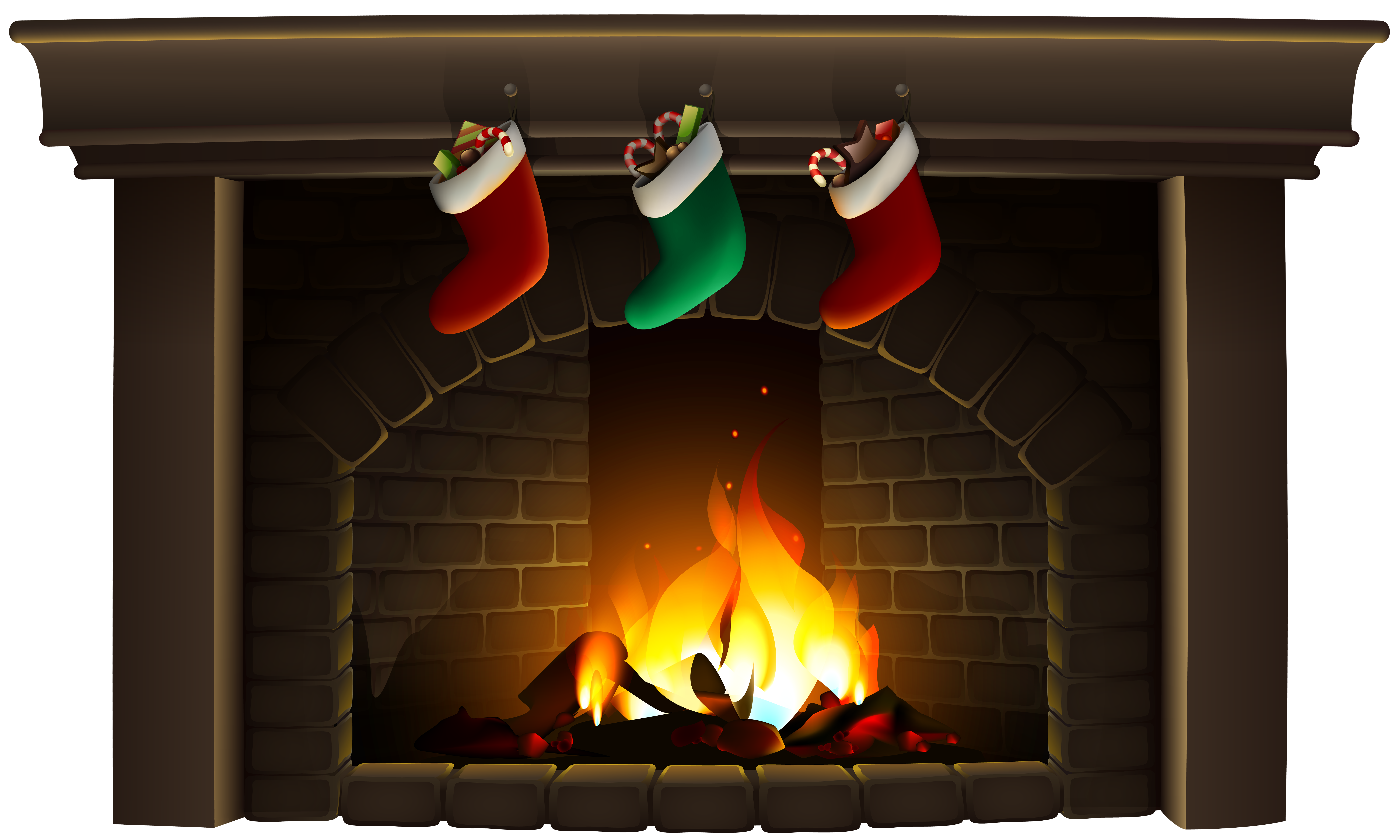Christmas Fireplace PNG Clip Art.