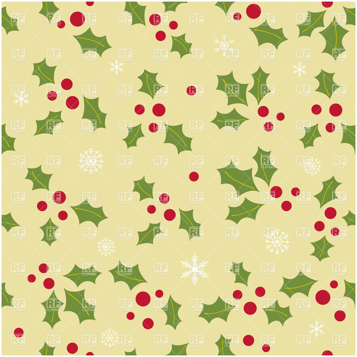 Christmas Holly Abstract Clipart.