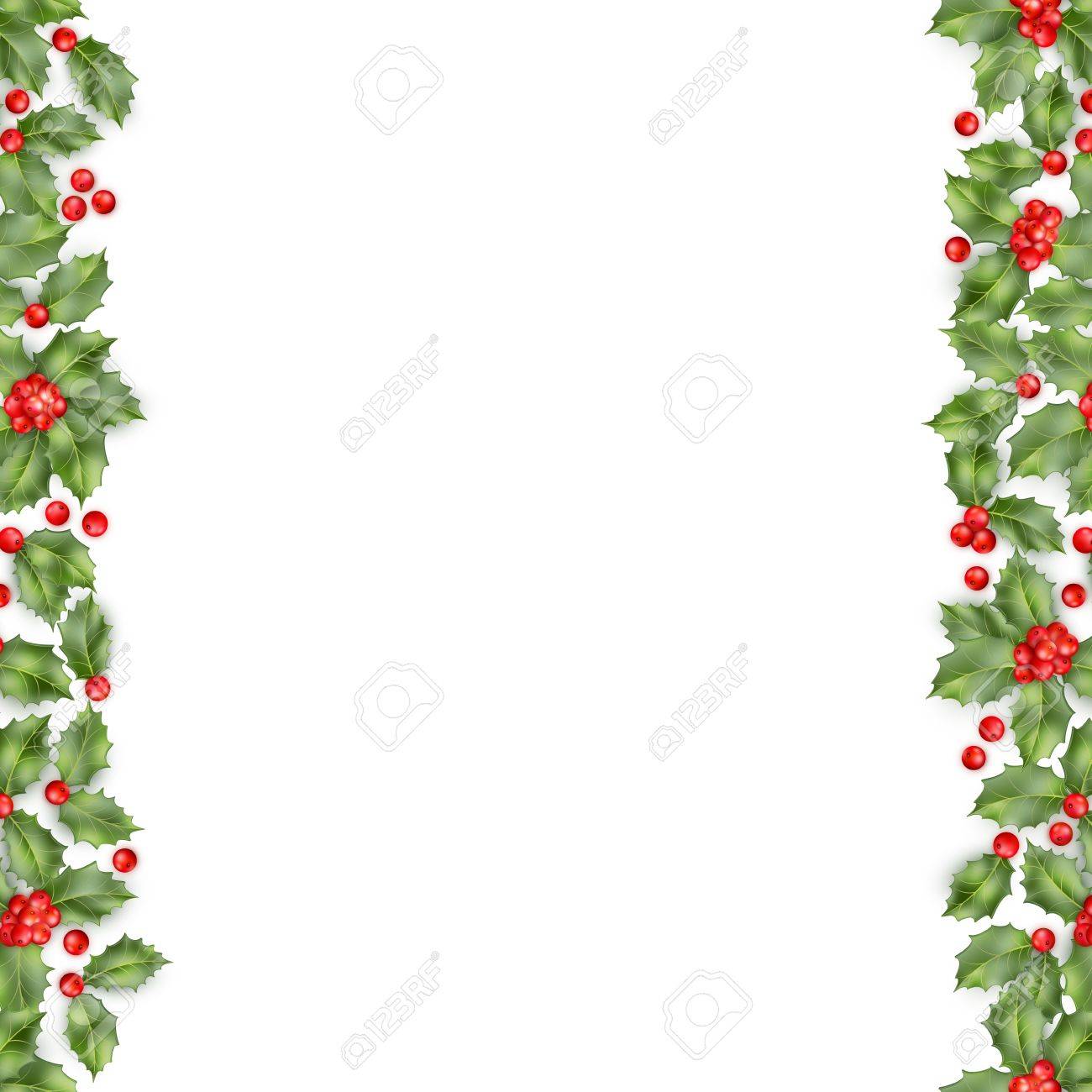 Christmas Holly Berry Border Clipart.