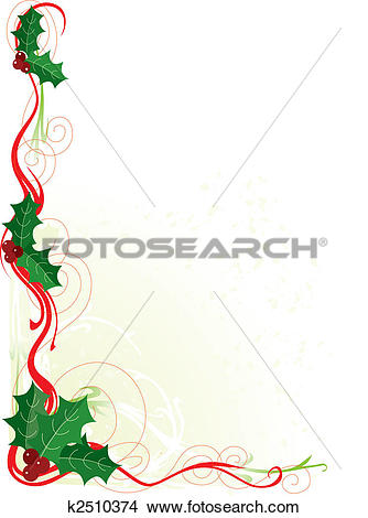 Drawings of Christmas Holly Border k2510374.