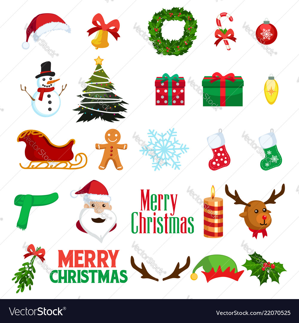 Christmas winter clipart icons.