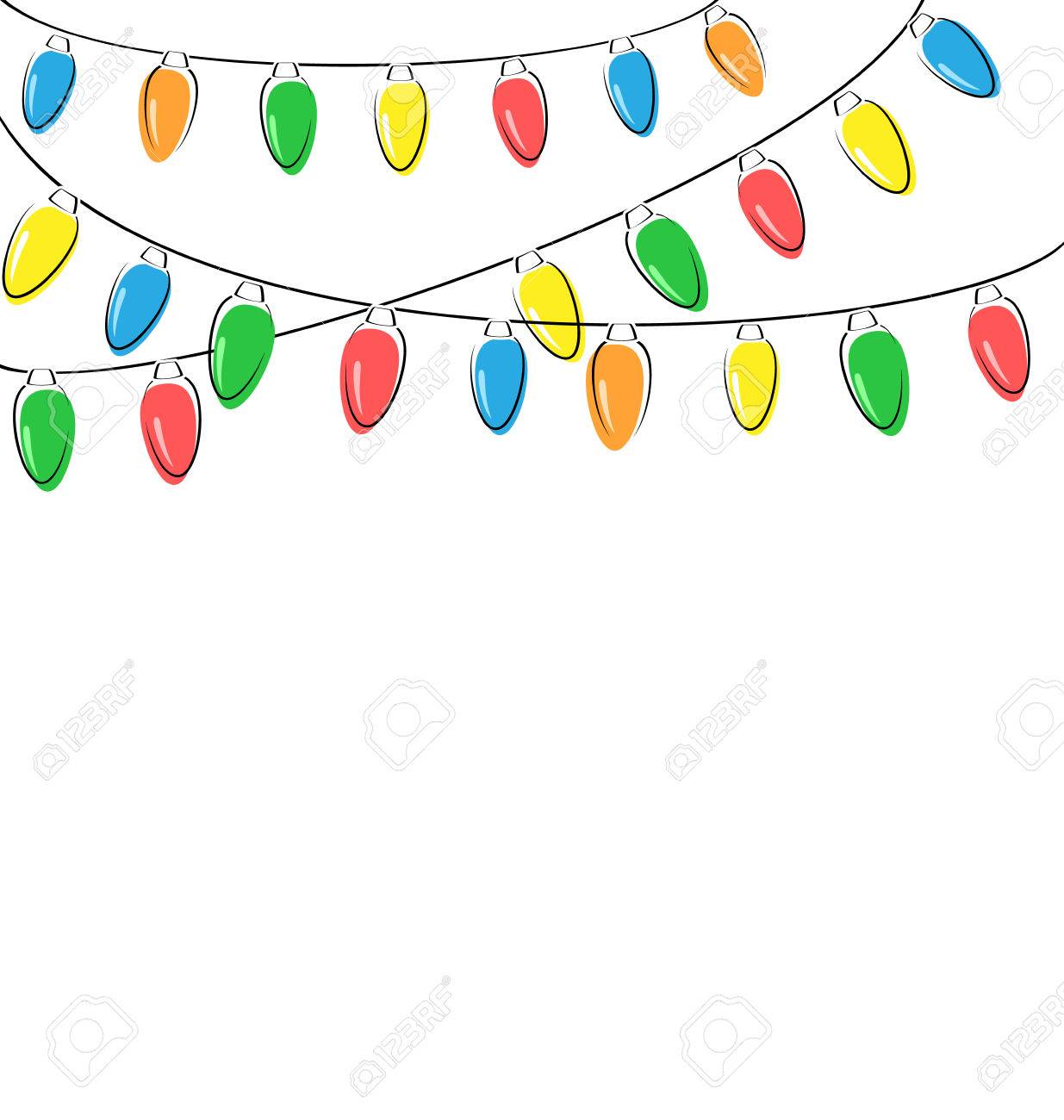 Multicolored flat led Christmas lights garland isolated on white...
