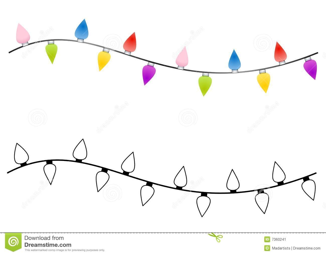 String Of Christmas Lights Clipart Black And White.