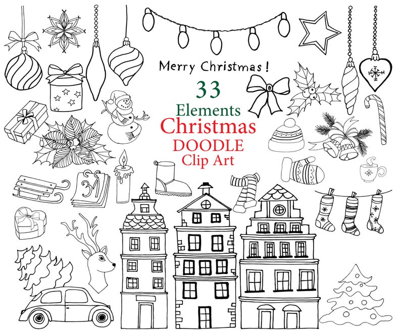 Christmas doodle clipart: 