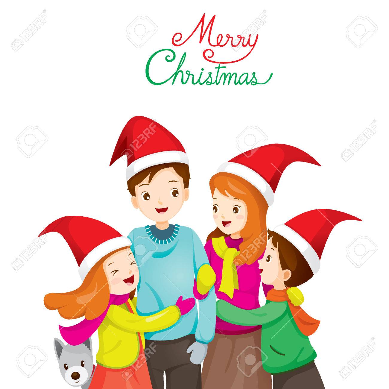 Happy Family Hugging Together, Merry Christmas, Xmas, Love, Relationship,...