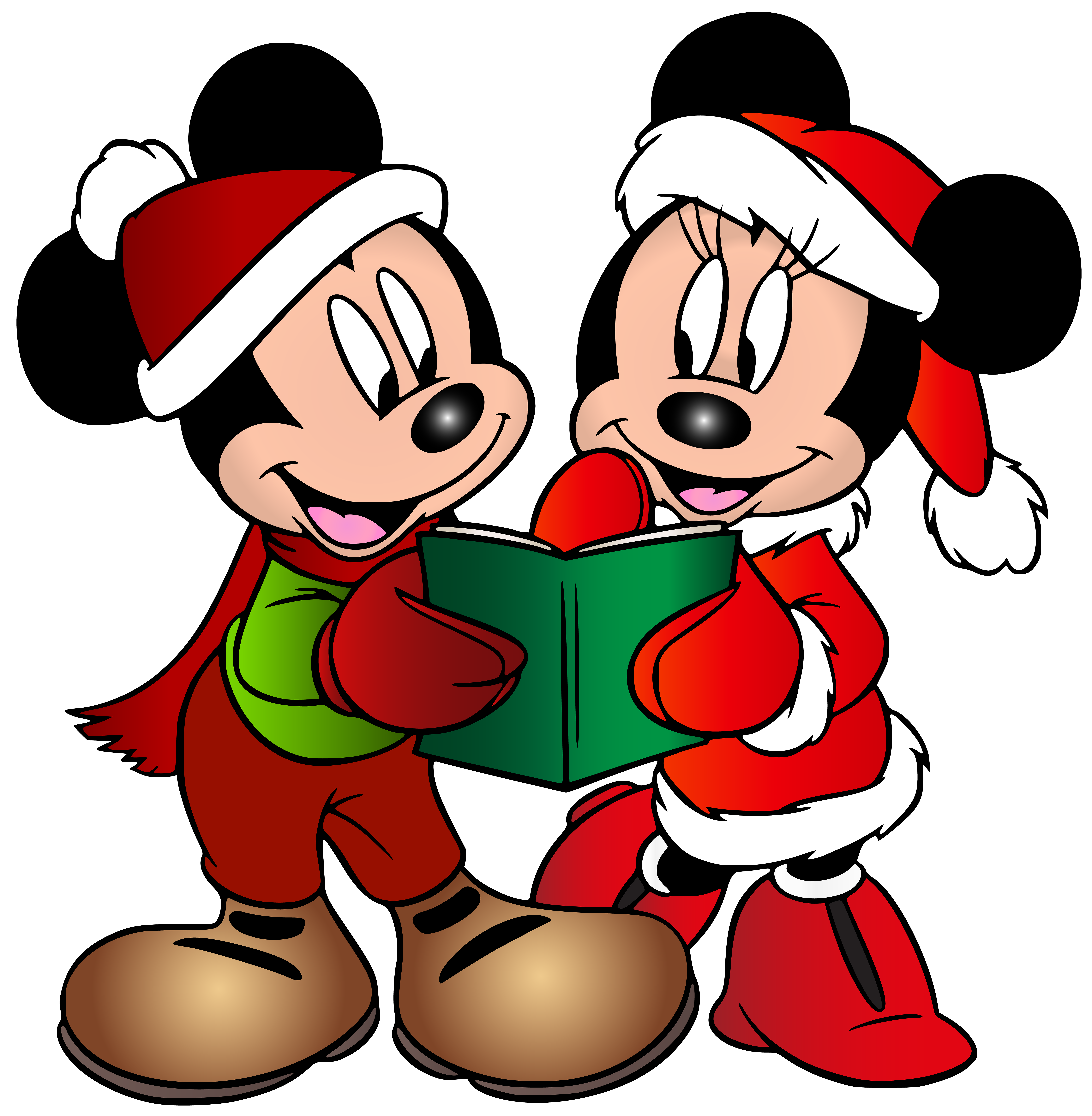 Minnie and Mickey Mouse Christmas Free PNG Clip Art Image.