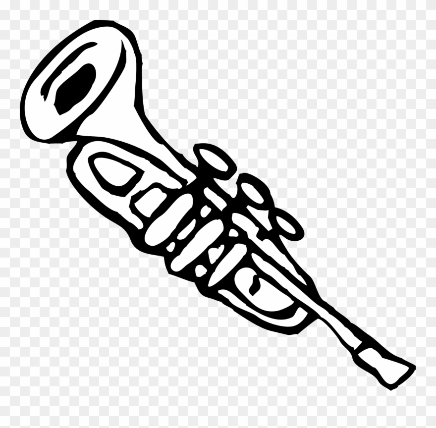 Trumpet Clip Art Trumpet 3 Black White Line Art Christmas.