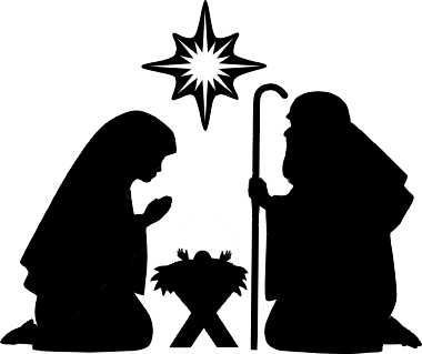 Nativity black and white nativity clipart silhouette faces.