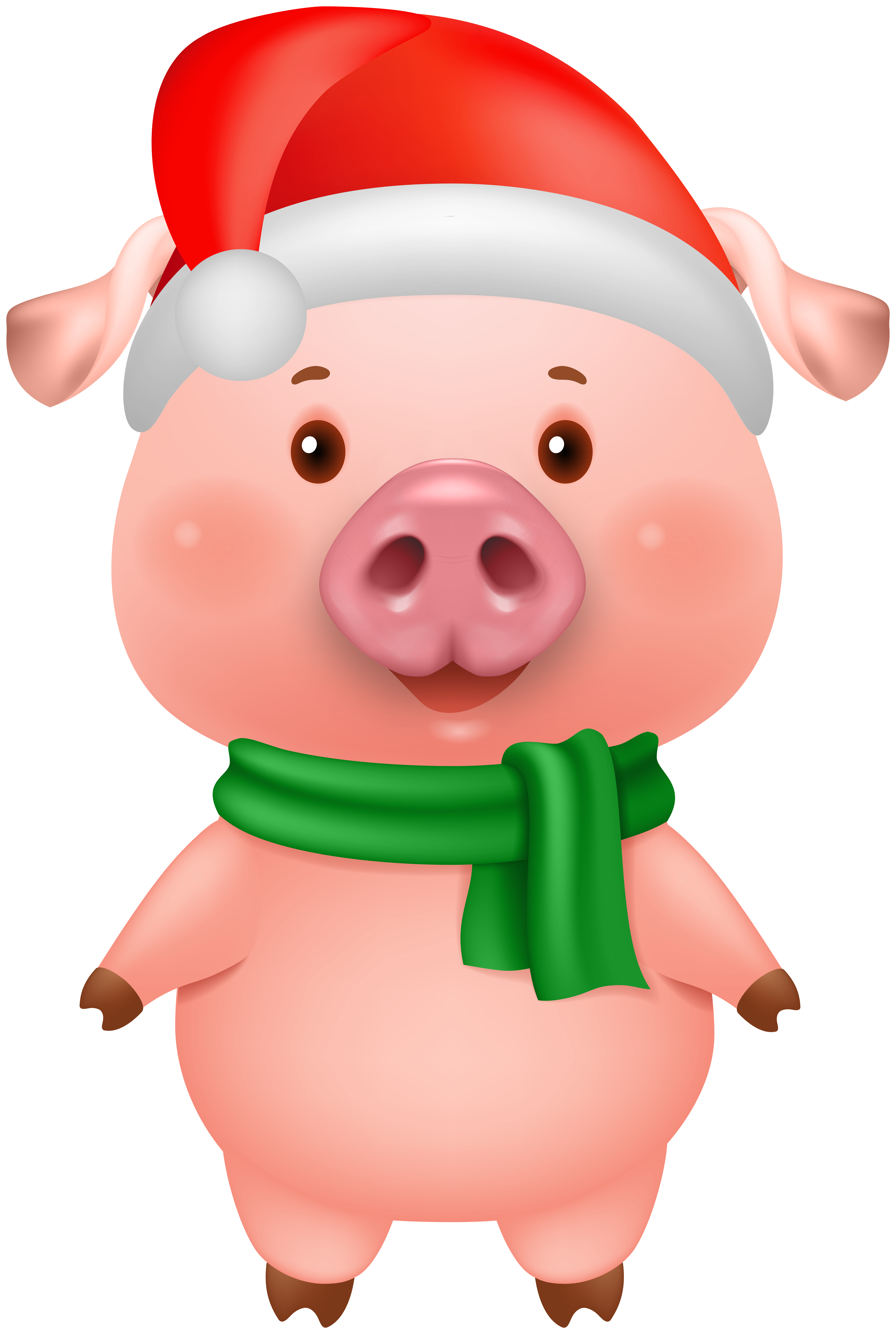 Christmas Pig Clip Art Image.