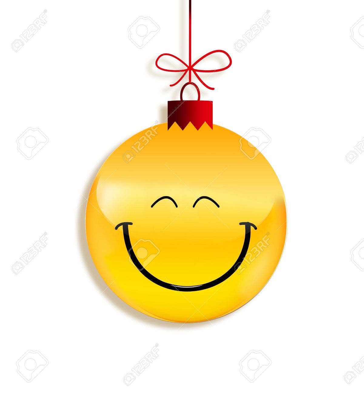 christmas smiley faces: paper emoticon as Christmas ball.