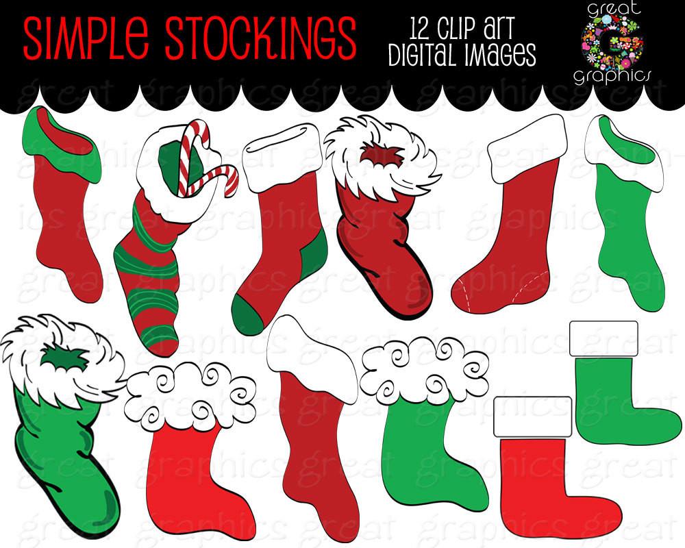 Christmas Clipart Digital Christmas Clip Art Christmas Stocking Digital  Christmas Images Printable Christmas Clipart.