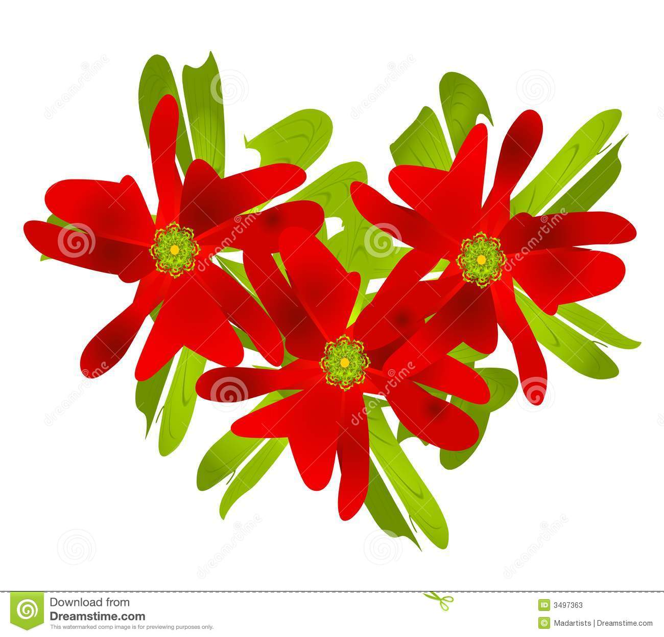 Christmas Poinsettia Clip Art Stock Illustration.