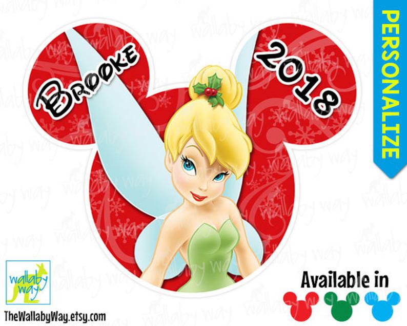 Disney Christmas Tinkerbell Printable Iron On Transfer or use as Clipart.