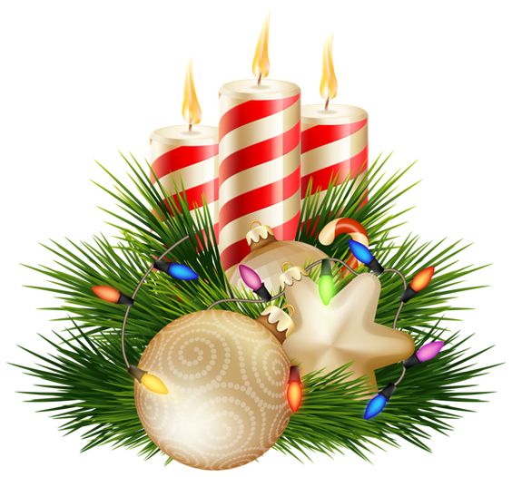 Christmas Candle Decorative PNG Clipart Image.
