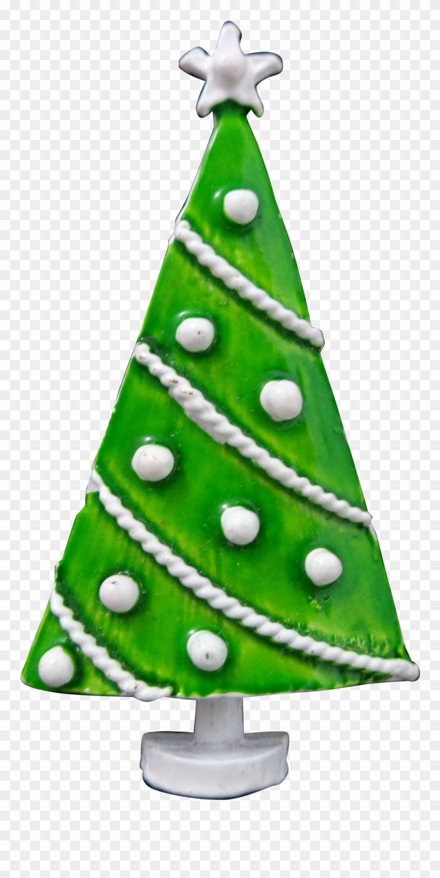 Vintage Green White Polka Dot Christmas Tree Pin Clipart.