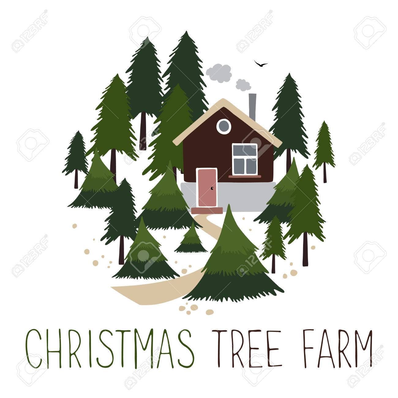 Christmas tree farm. Vector illustration. Christmas Trees for...
