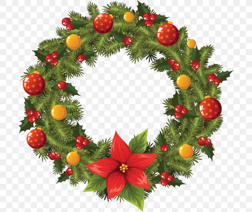 Wreath Christmas Garland Clip Art, PNG, 700x692px, Wreath.