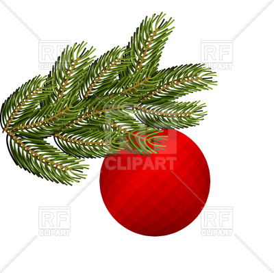 Spruce branch and Christmas tree toy Vector Image #131350.