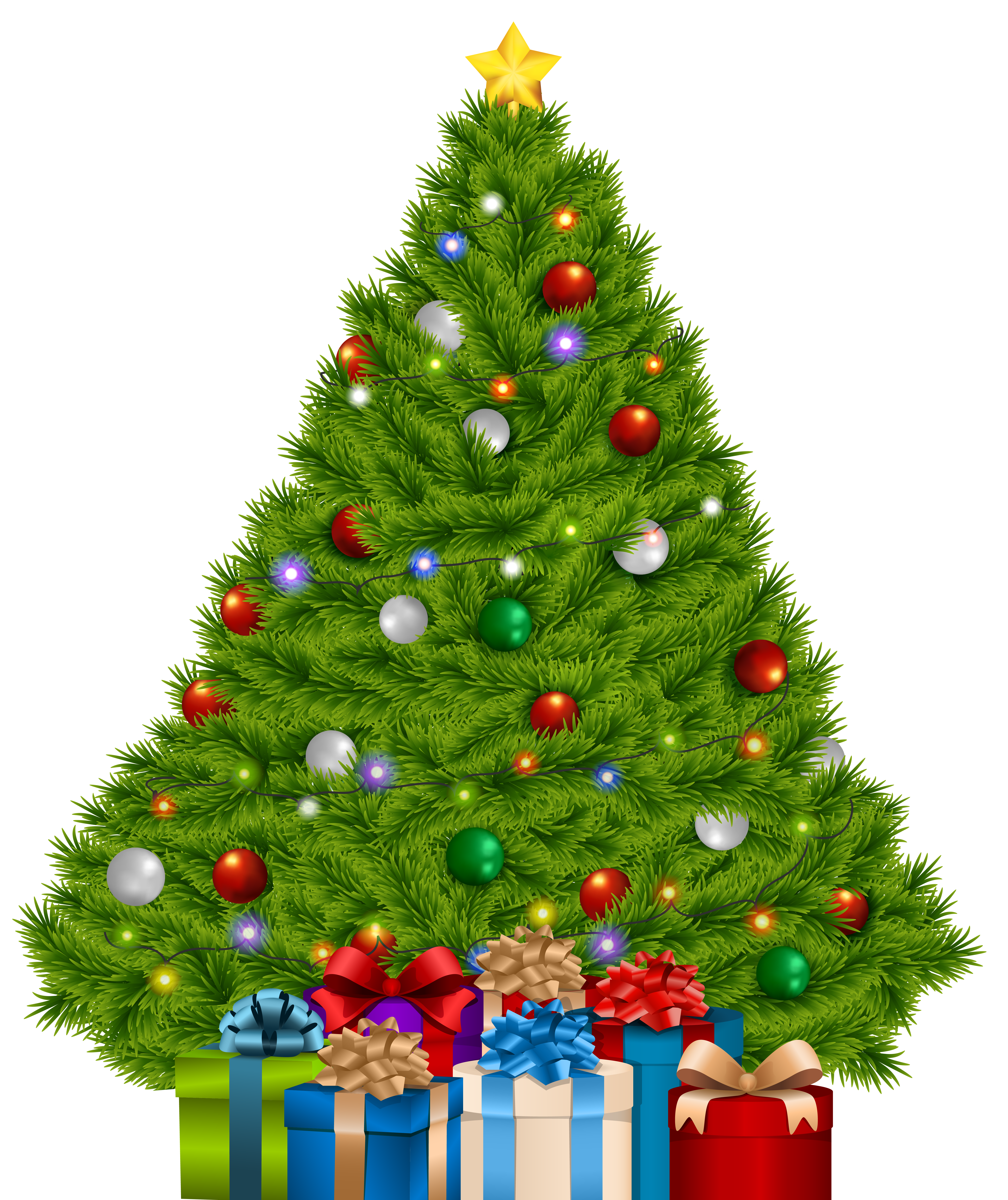Extra Large Christmas Tree with Gifts PNG Clip Art Image.