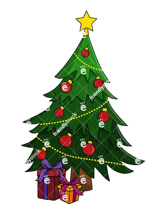 Christmas Tree With Presents Under It Clipart.