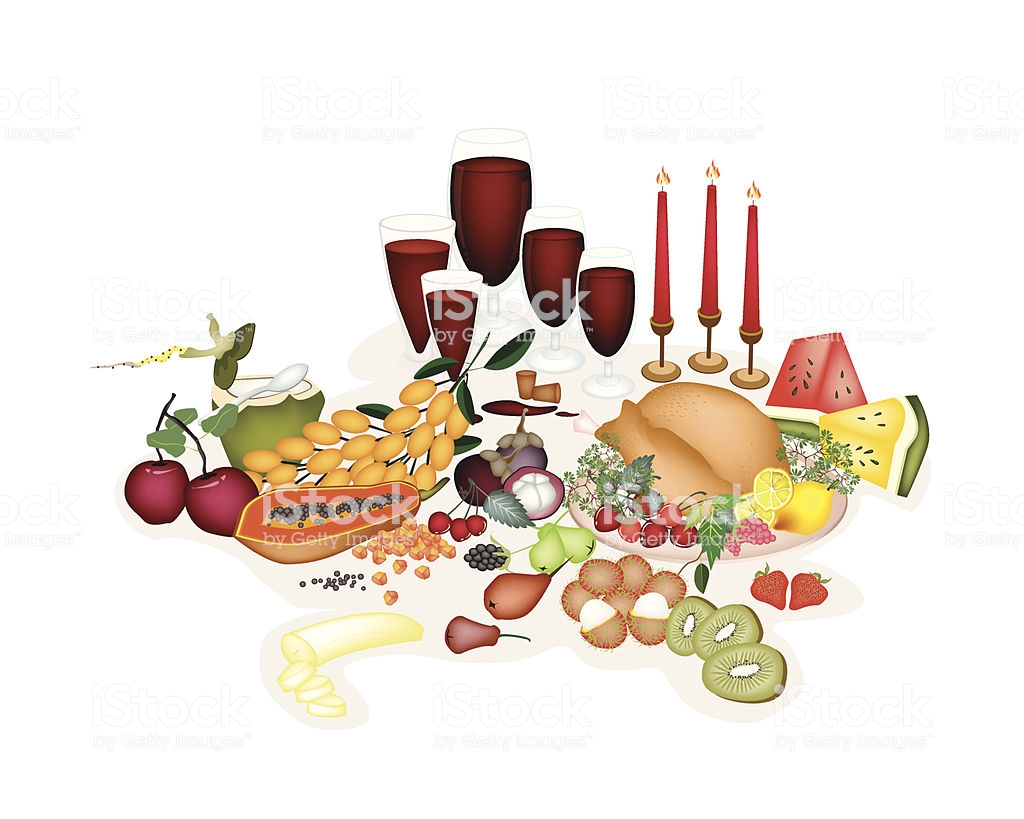 Turkey At A Traditional Christmas Dinner Stock Illustration.