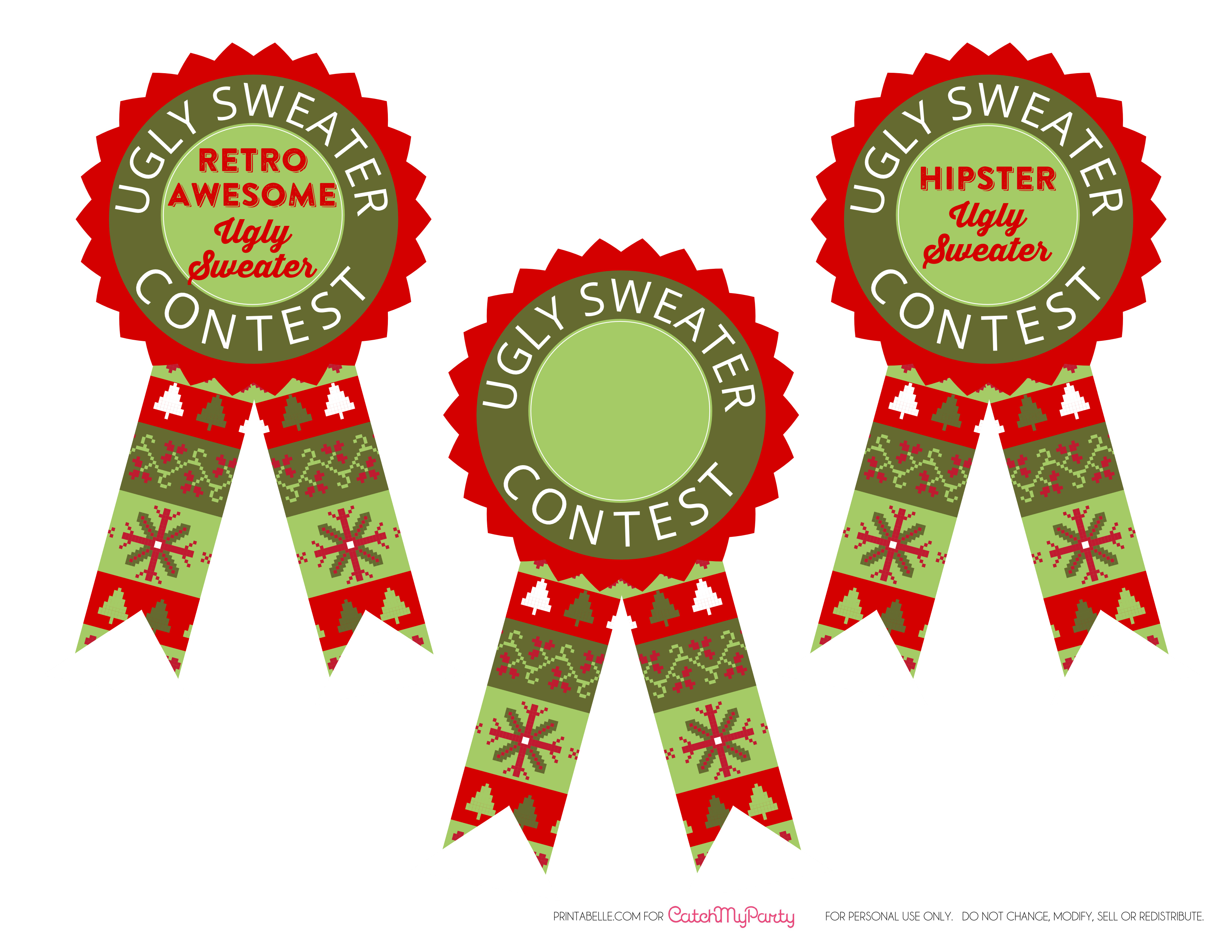 Free Ugly Sweater Party Printables.