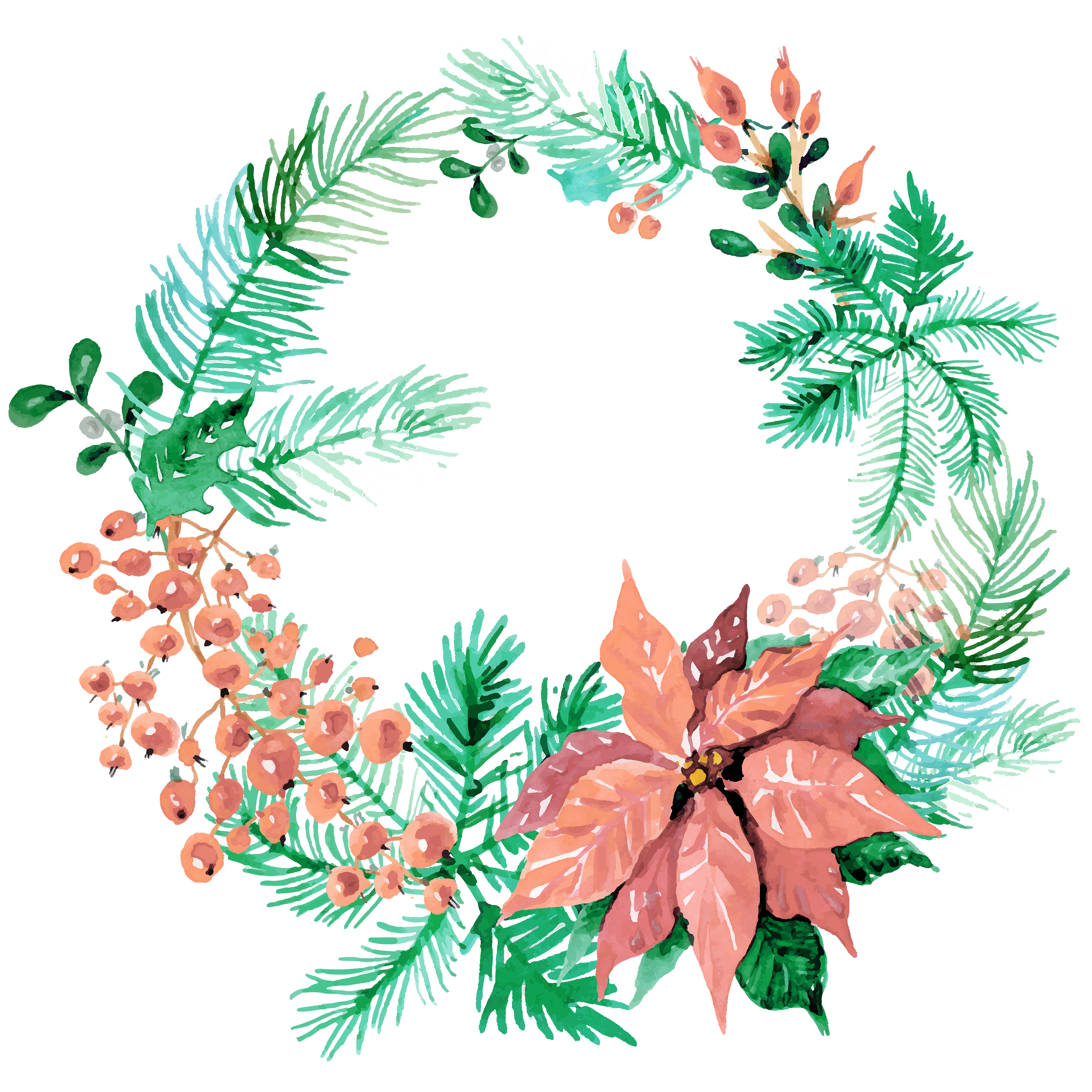 Free Christmas Watercolor Wreaths!.