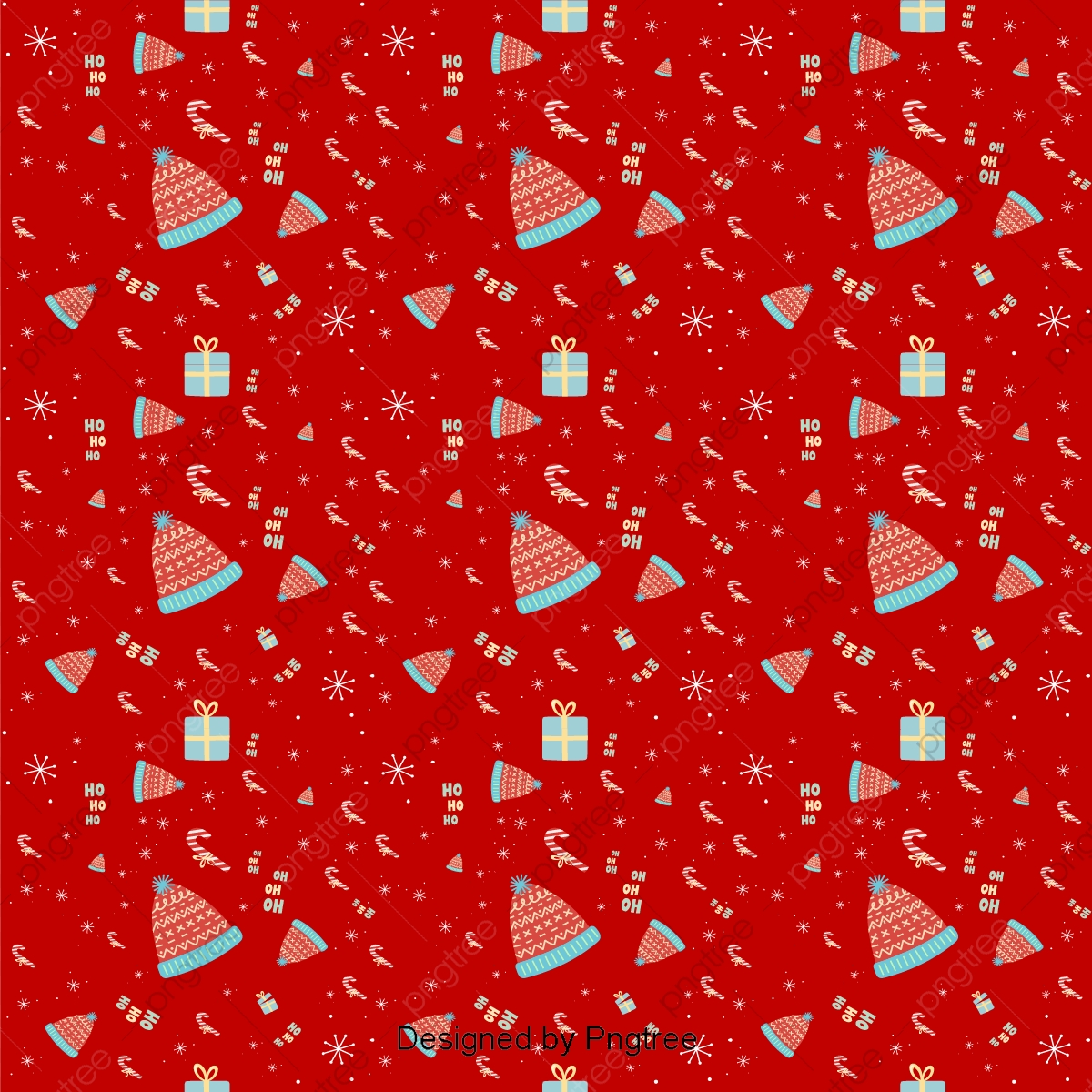Christmas Wrapping Paper Background, Santa Claus, Christmas Hat.