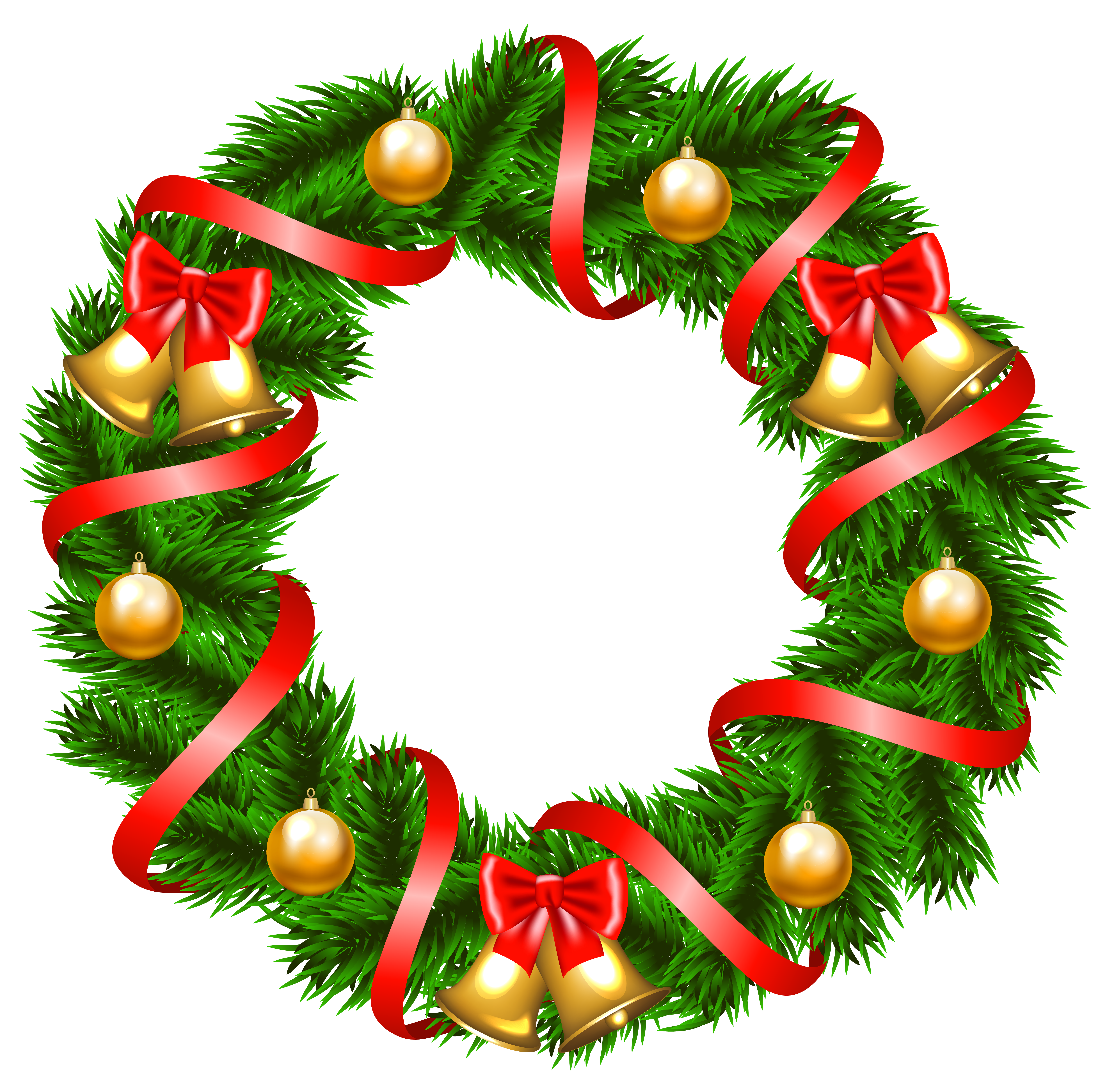Decorative Christmas Wreath PNG Clipart Image.