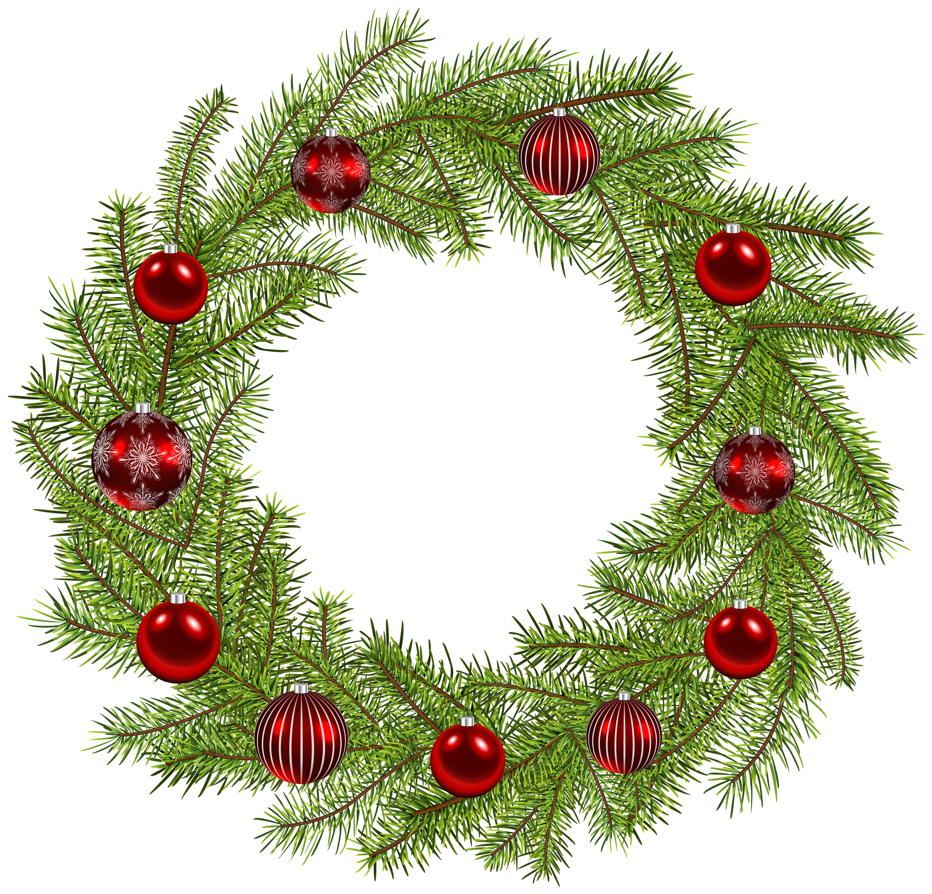 Deco Christmas Wreath PNG Clip Art Image.