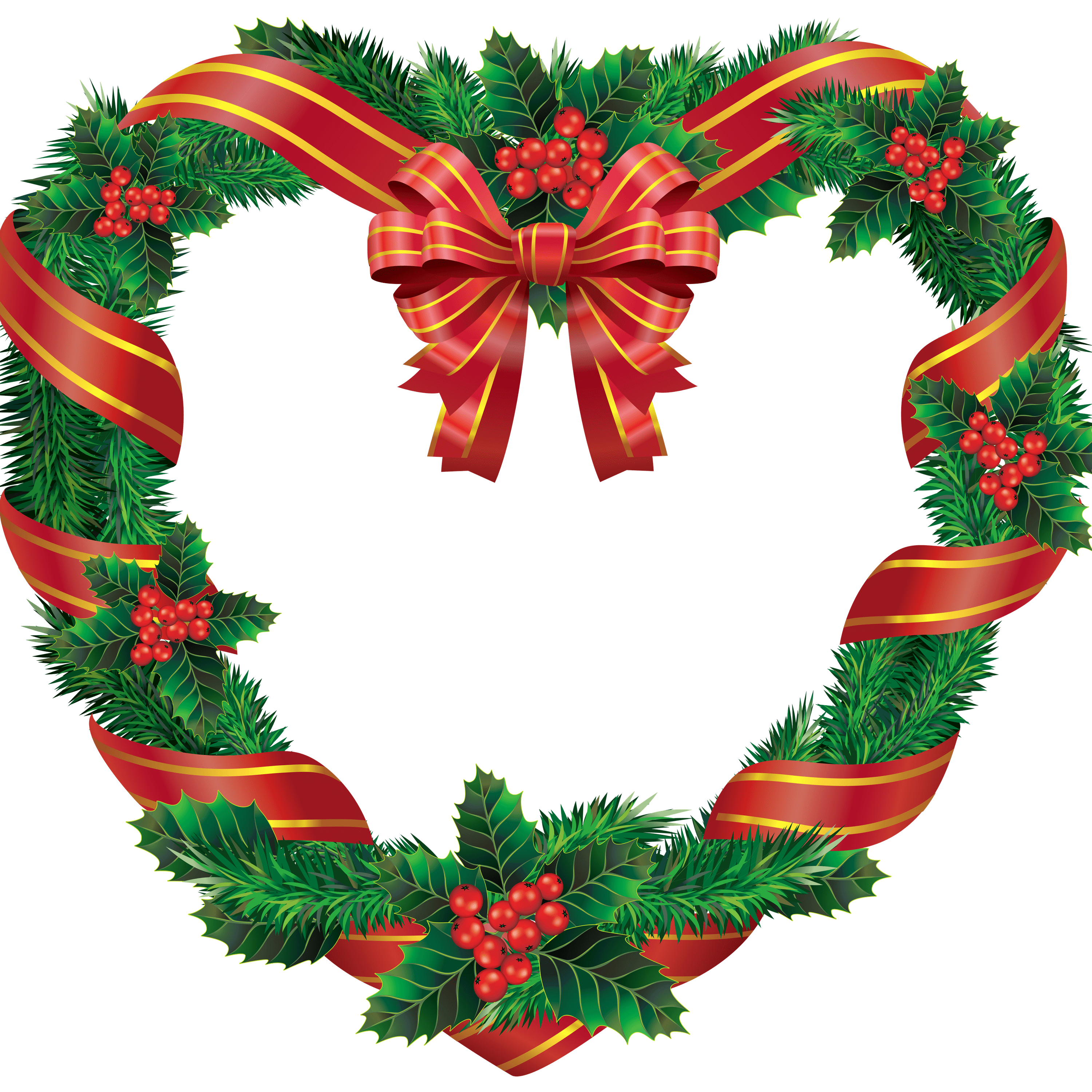 Heart Christmas Wreath transparent PNG.