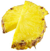 Stock Photography of Six Pineapple Segments / Chunks Cut Out.