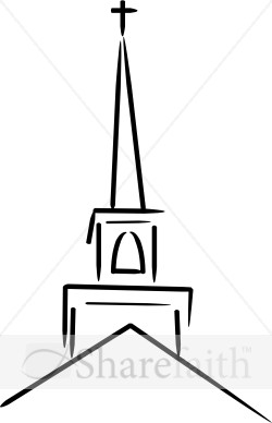 Church Steeple Topped with Cross.