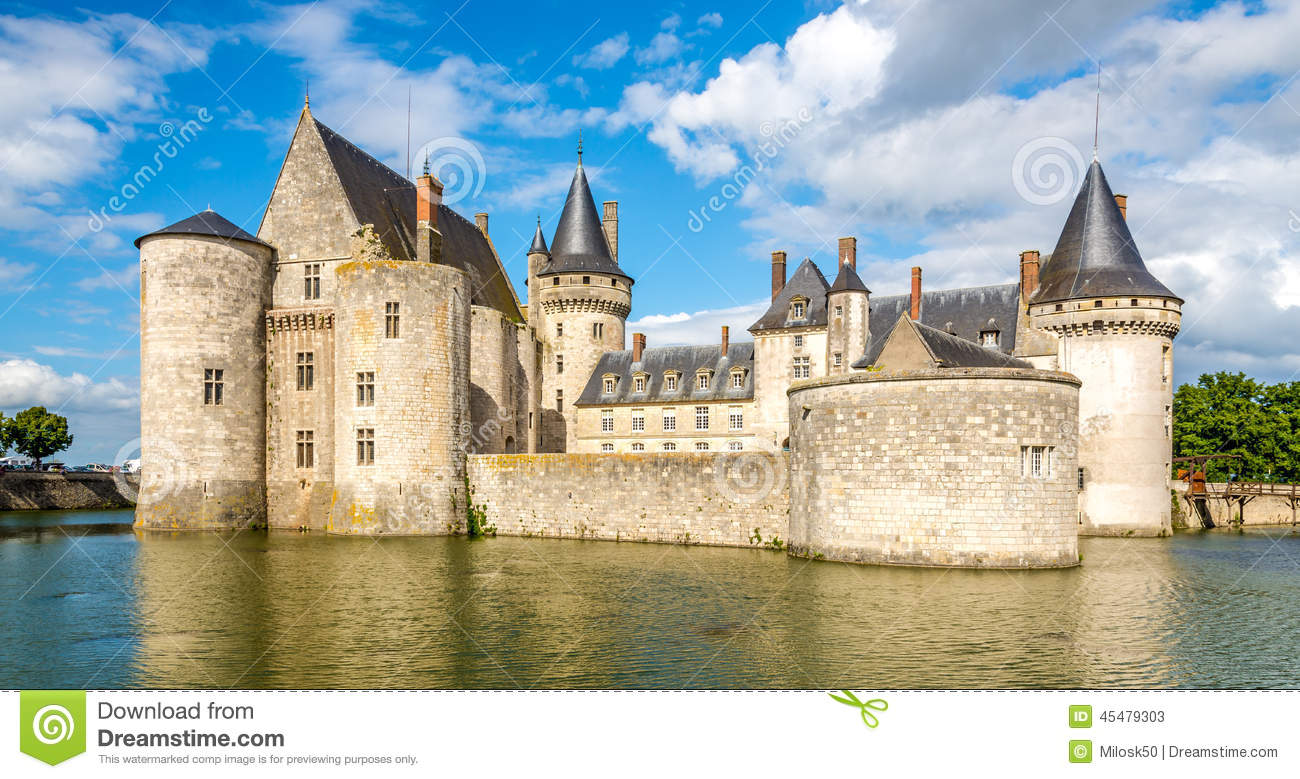 Chateau Of Sully Sur Loire With Bridge Stock Photo. Chateau Of Sully Sur Loire With Bridge Stock Photo.