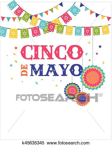 Cinco de mayo, Mexican fiesta banner and poster design with flags,  decorations, Clipart.