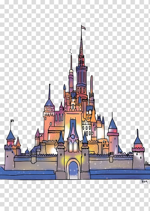Sleeping Beauty Castle Fantasyland Cinderella Castle Drawing Art.