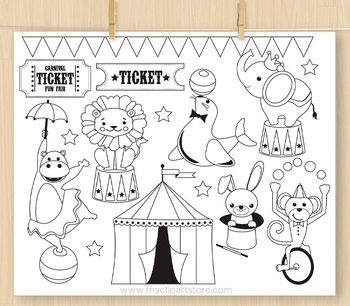 Animals At The Circus Clipart.