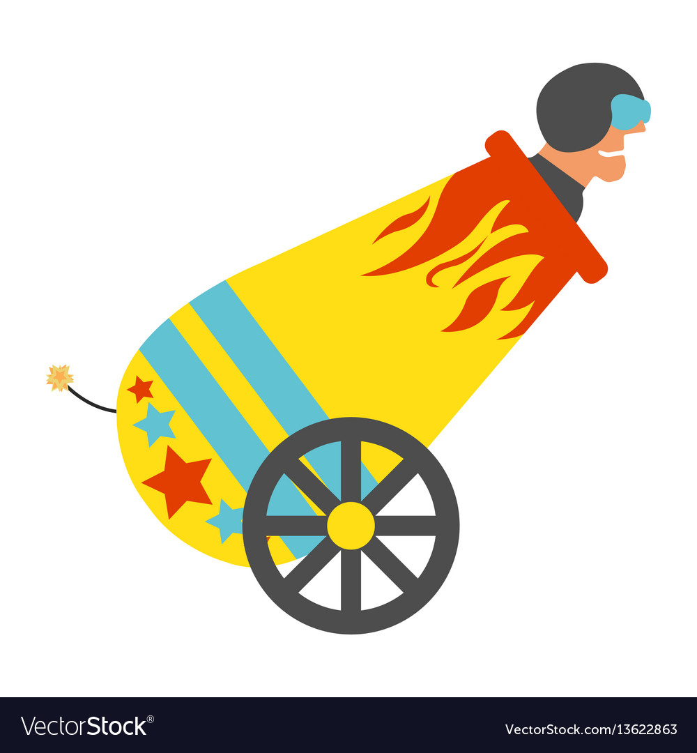 Circus cannon with human cannonball icon.