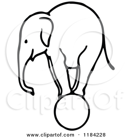 Circus Elephant Clipart Black And White.