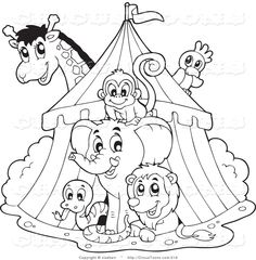 Circus elephant coloring page.