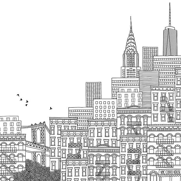 Best Manhattan New York City Black And White Illustrations, Royalty.