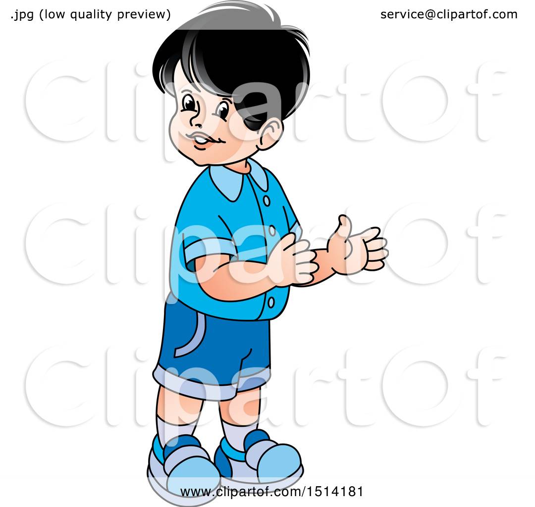 Clipart of a Boy Clapping.