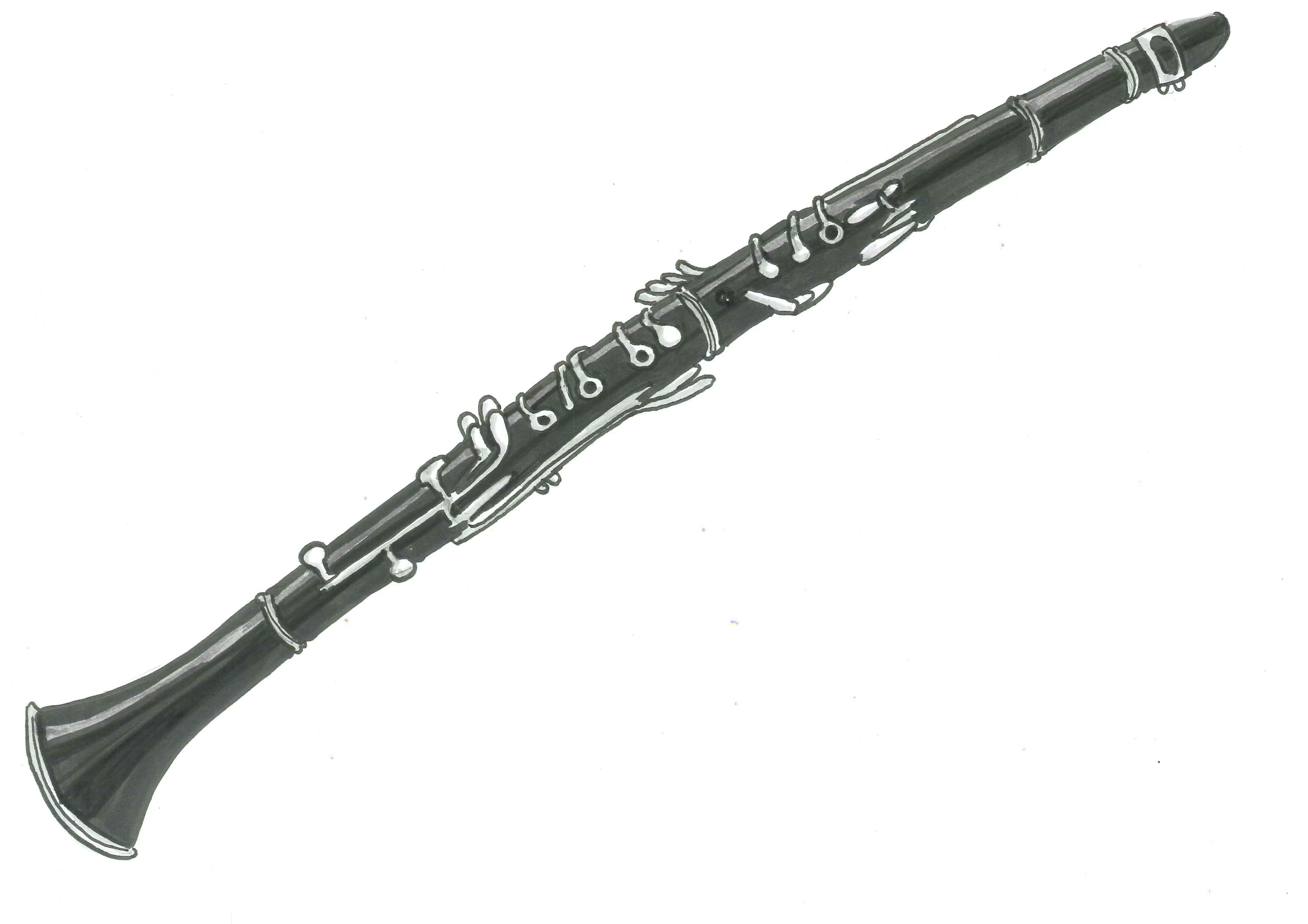 Clarinet Black And White Clipart.