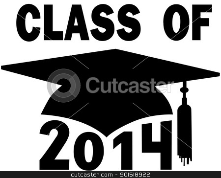 Class of 2014 College High School Graduation Cap stock vector.