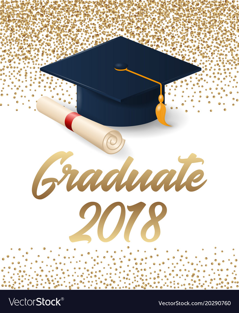 Class of 2018 graduation poster with hat and.