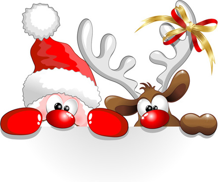 Winter christmas santa claus reindeer clipart free vector download.