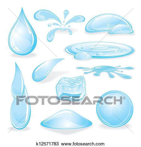 Set of Clean Water Drops. Vector Design Elements Clipart.