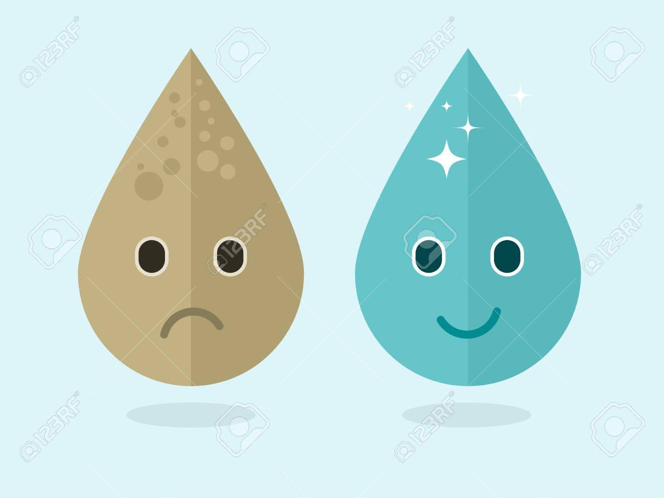 vector modern concept illustration of dirty and clean water drops.