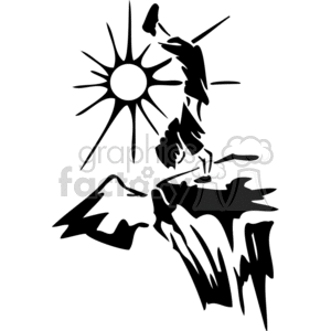 hand stand on a cliff clipart. Royalty.