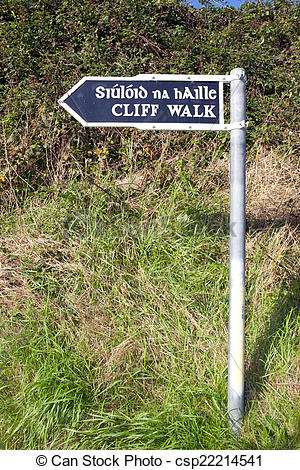 Stock Photo of cliff walk sign in Ballybunion.